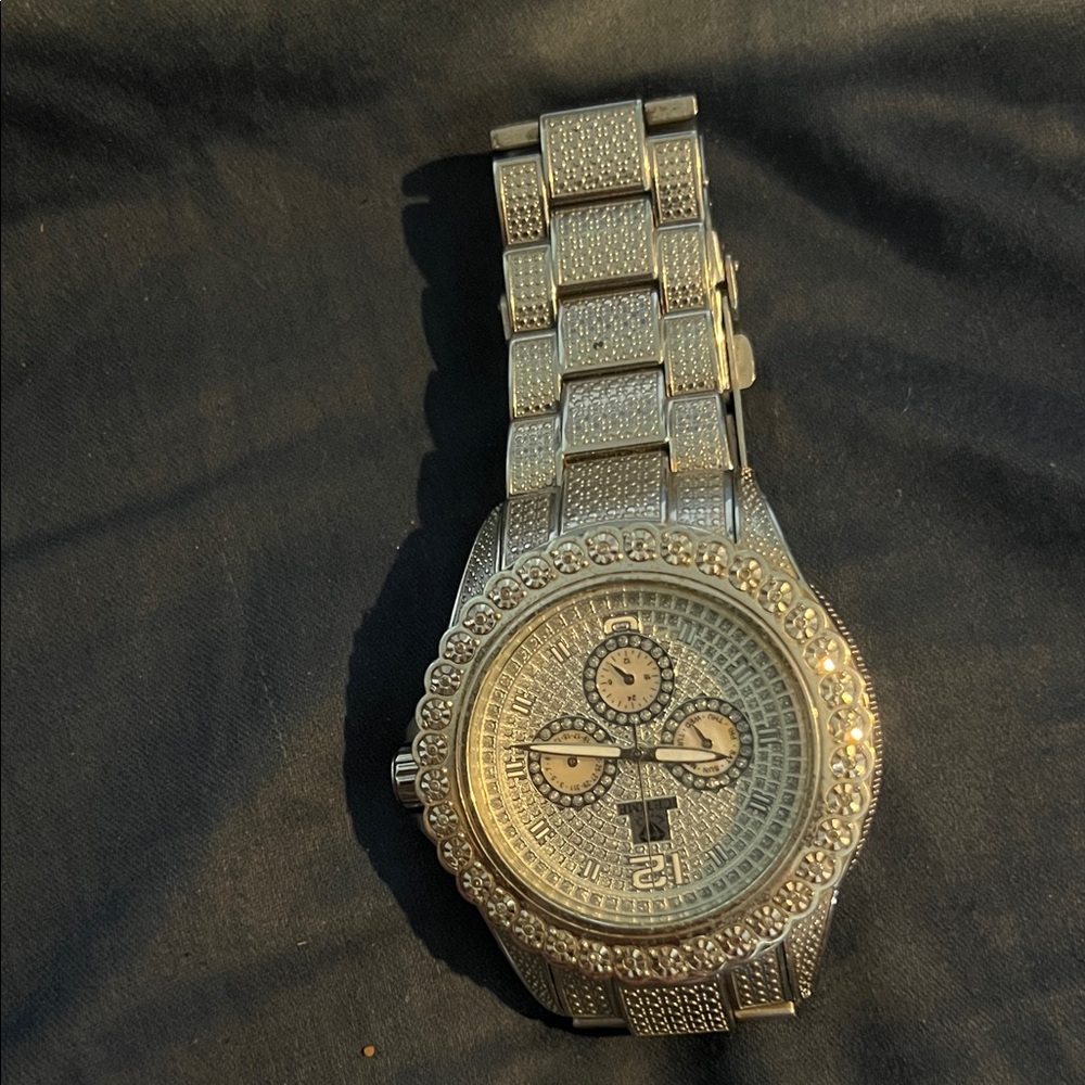 Silver Watch with Crystal Accents